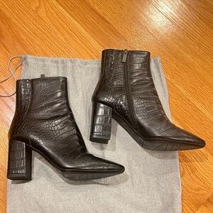 Aquatalia Black Croc-Embossed Ankle Boots